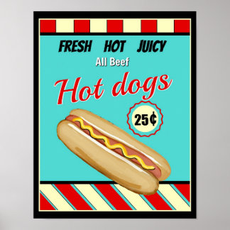 Retro Hot Dog Sign
