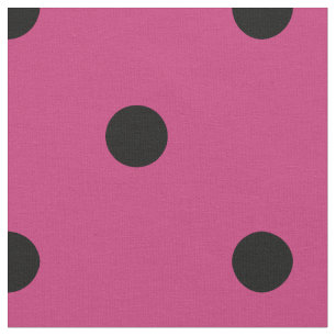 Retro Hot Pink and Black Polka Dot Pattern Fabric