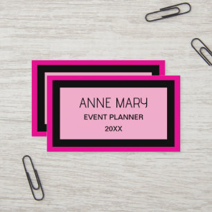 Retro Hot Pink Black Custom Colour Wedding Trendy Business Card