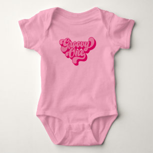 Retro Hot Pink Groovy One Baby Bodysuit