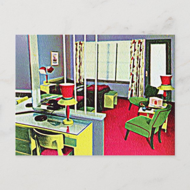 Retro Hotel Room Postcard (Front)