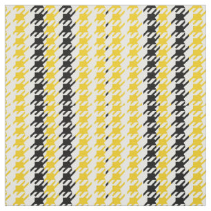 Retro Houndstooth Yellow Black Fabric