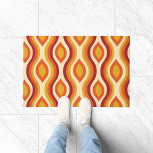 Retro Hourglass Groovy Ogee in orange and Yellow  Doormat