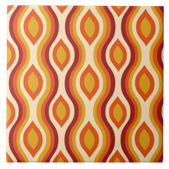 Retro Hourglass Ogee in orange, Yellow and  Red Tile (Front)