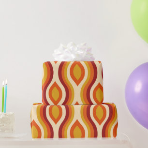 Retro Hourglass Ogee in orange, Yellow and Red Wrapping Paper