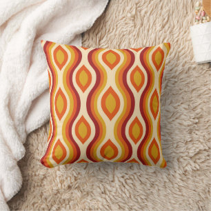 Retro Hourglass Ogee in orange, Yellow Pattern Throw Pillow