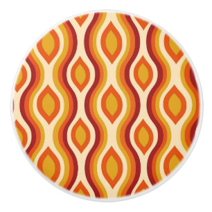 Retro Hourglass Ogee Pattern in orange and Yellow Ceramic Knob