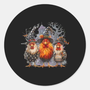 Retro House Chickens Witch Halloween Spooky Autumn Classic Round Sticker