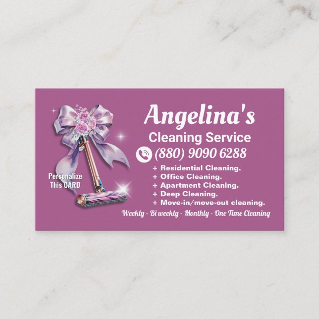 Retro House Cleaning Vacuum Business Card (Front)