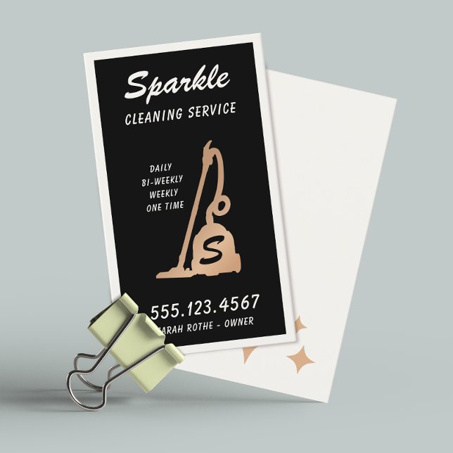 Retro Housekeeper Maid Service, Black Calling Card (Creator Uploaded)