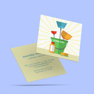 Retro Housekeeper Service Cleaning Commercial  Square Business Card