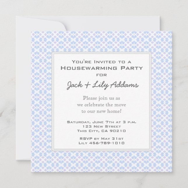 Retro Housewarming Invitation - Blue (Front)