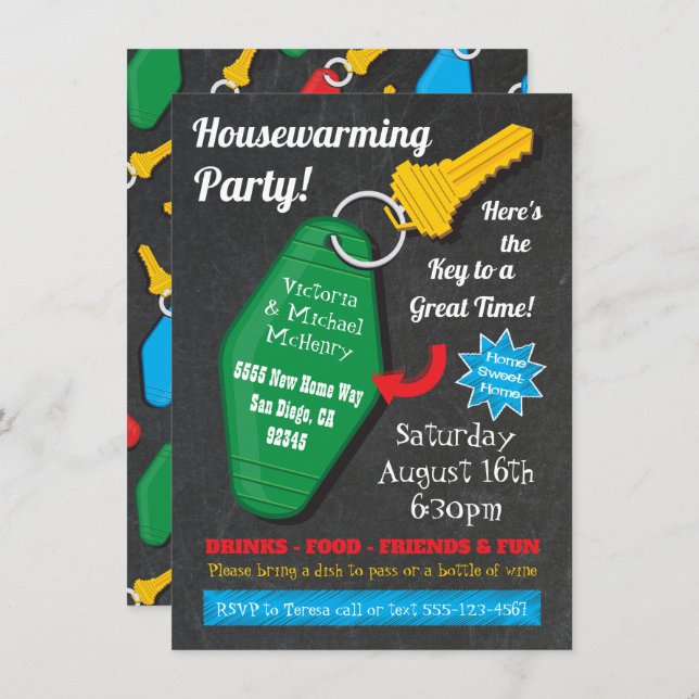 Retro Housewarming Party Invitations (Front/Back)