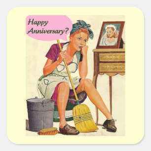 Retro Housewife Anniversary Square Sticker