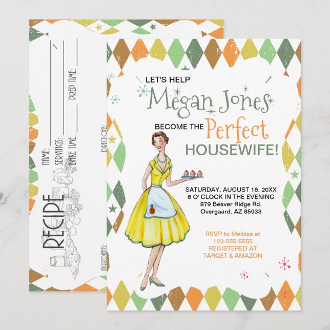 Retro Housewife Bridal Shower Invitation (Front/Back)