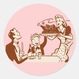 Retro Housewife Classic Round Sticker