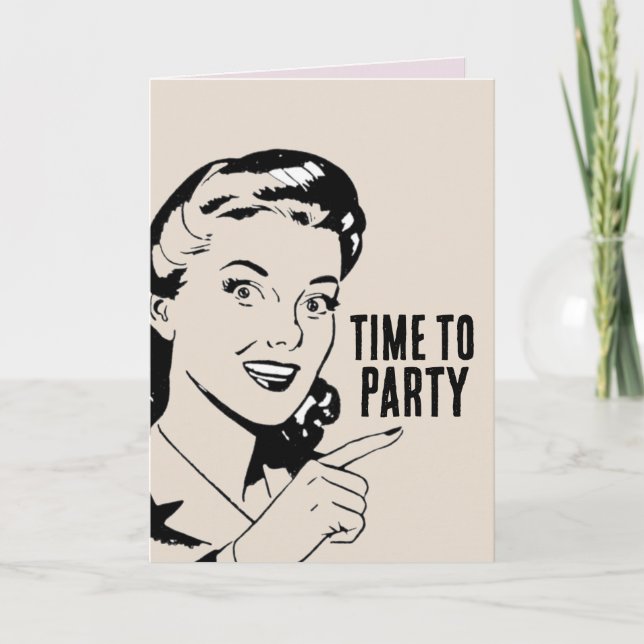RETRO HOUSEWIFE FUNNY BIRTHDAY GREETING CARD (Front)