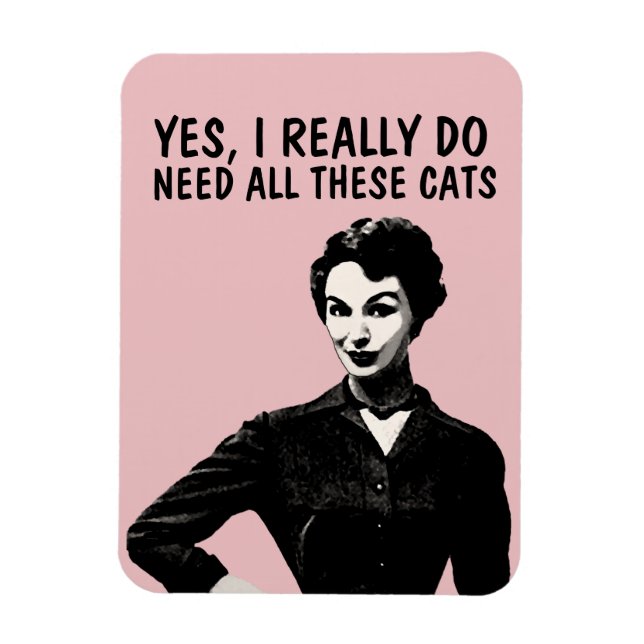 RETRO HOUSEWIFE FUNNY CAT MAGNETS (Vertical)