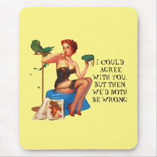 Retro Housewife Humor Pin-up girl Mouse Pad