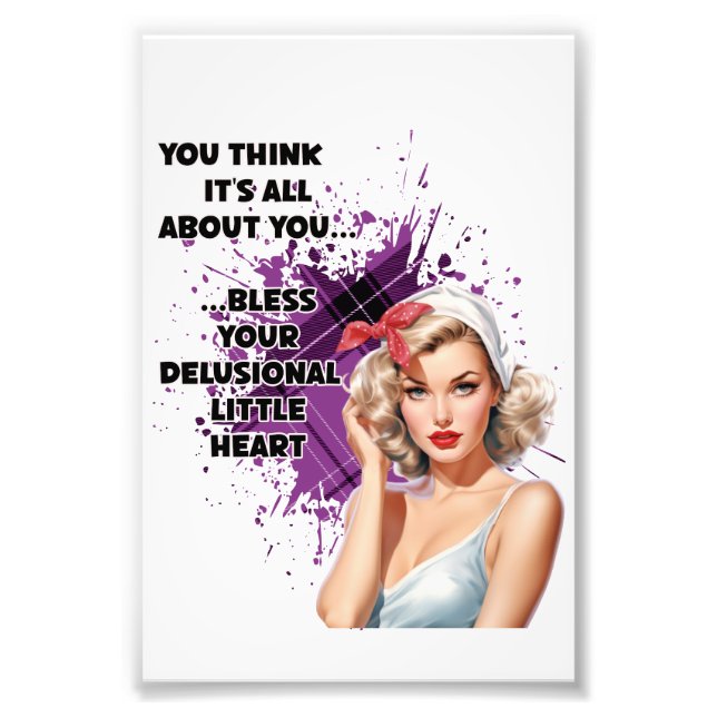 Retro Housewife Humour  Blonde Pin-up Girl Photo Print (Front)