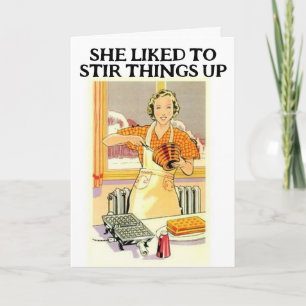 RETRO HOUSEWIFE KITCHEN FUNNY BIRTHDAY CARDS