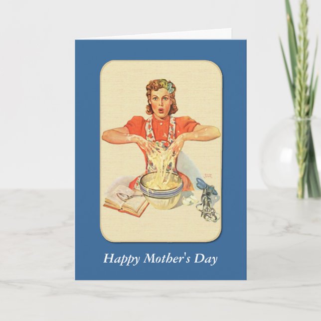 Retro Housewife Mother's Day Card (Front)