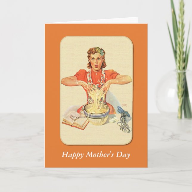 Retro Housewife Mother's Day Card (Front)