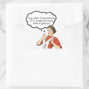 Retro Housewife - My Idea of Housework Square Sticker