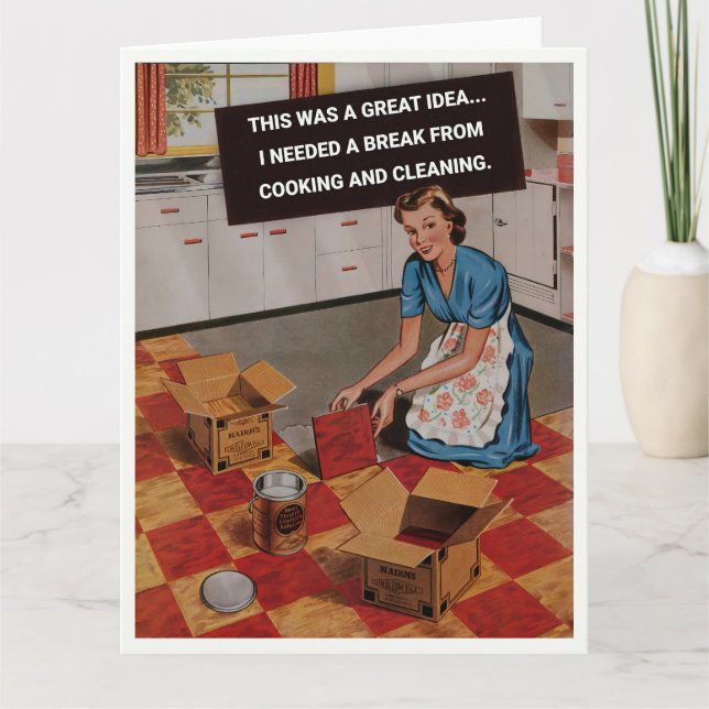Retro Housewife Needs A Break Card (Front)