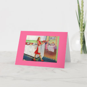 Retro Housewife on Thanksgiving Holiday Card