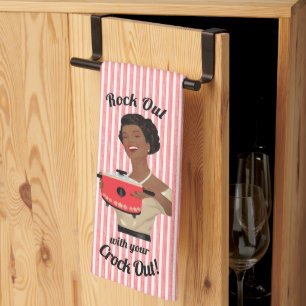Retro Housewife Rock Out with your Crock Out Kitchen Towel
