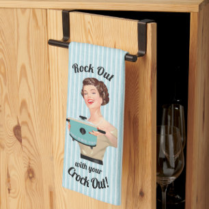 Retro Housewife Rock Out with your Crock Out Kitchen Towel
