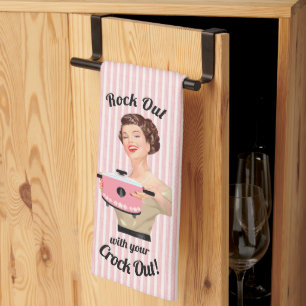 Retro Housewife Rock Out with your Crock Out Kitchen Towel