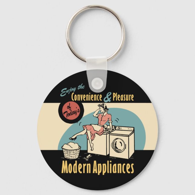 Retro Housewife Washer Dryer Keychain (Front)
