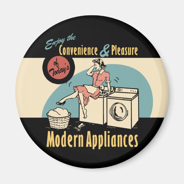 Retro Housewife Washer Dryer Magnet (Front)