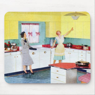 Retro Housewives in Kitchen Mouse Pad