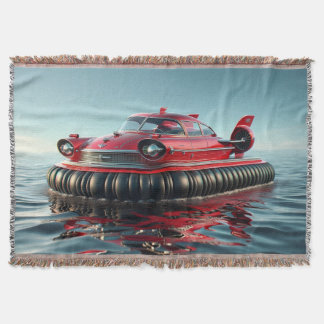 Retro Hovercraft Car Throw Blanket