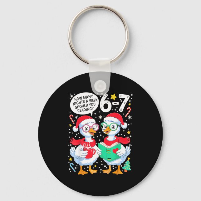 Retro How Many Nights A Week Should You Be Reading Keychain (Front)