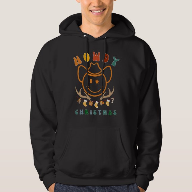 Retro Howdy Christmas Hoodie (Front)