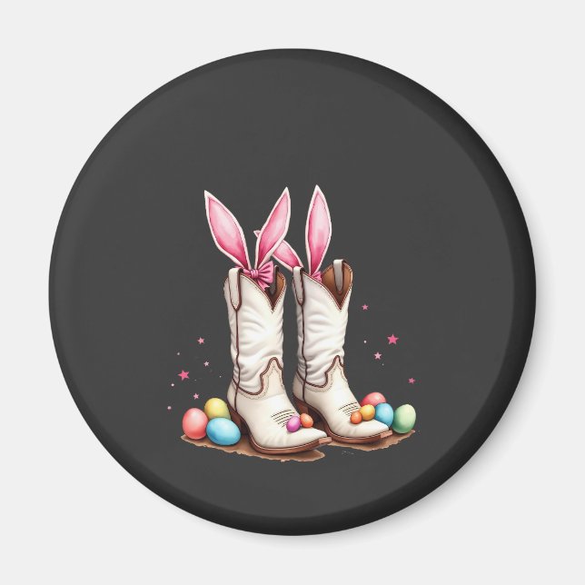 Retro Howdy Easter Funny Cowboy Boots Easter Egg Magnet (Front)