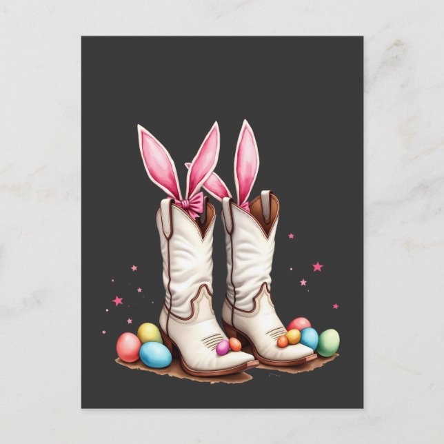 Retro Howdy Easter Funny Cowboy Boots Easter Egg Postcard (Front)
