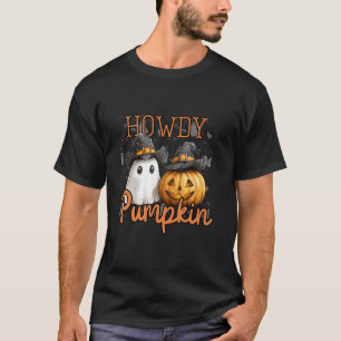 Retro Howdy Pumpkin Cowboys Funny Pumpkin Country T-Shirt