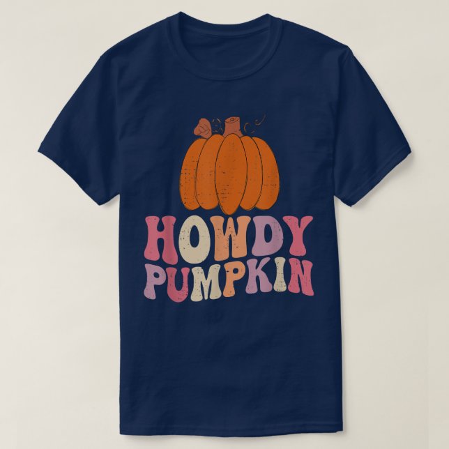 Retro Howdy Pumpkin Fall Autumn Western Halloween  T-Shirt (Design Front)