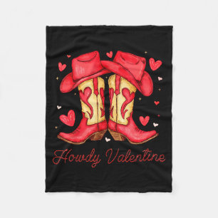 Retro Howdy Valentine Western Valentines Day Cowbo Fleece Blanket