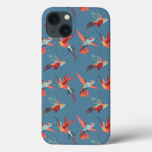 Retro Hummingbird Pattern iPhone 13 Case