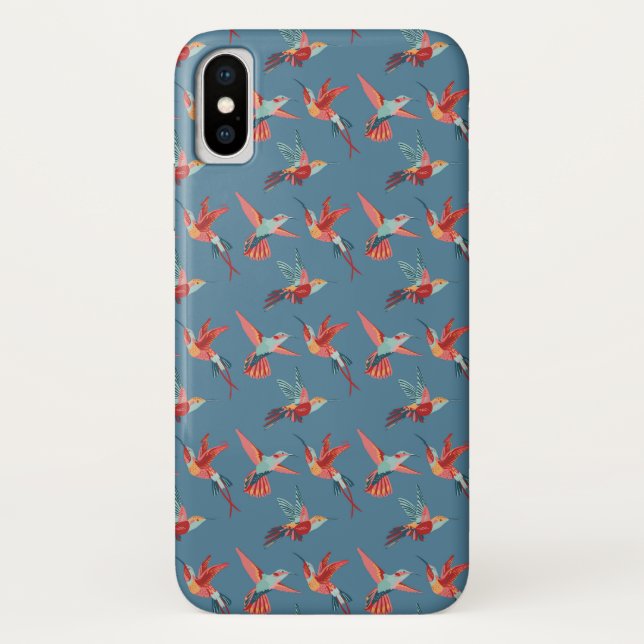 Retro Hummingbird Pattern Case-Mate iPhone Case (Back)