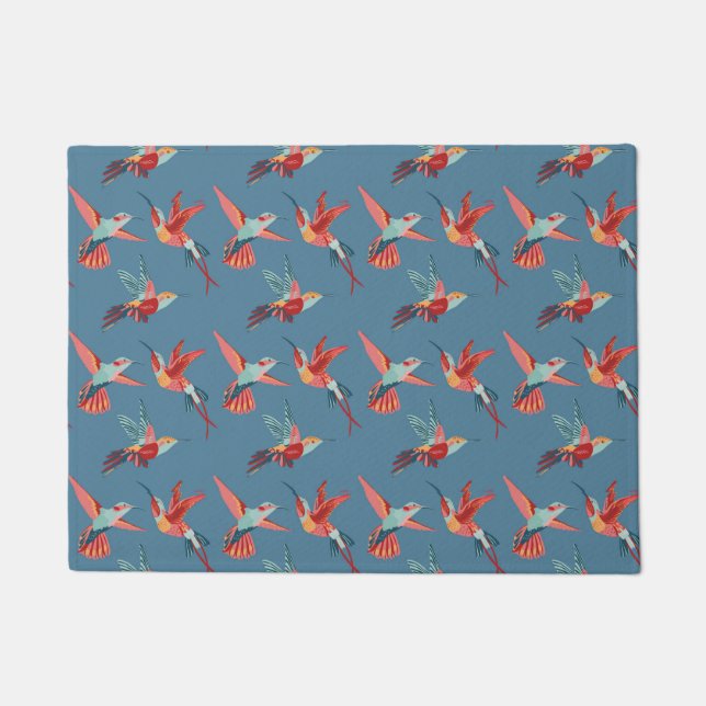 Retro Hummingbird Pattern Doormat (Front)
