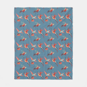 Retro Hummingbird Pattern Fleece Blanket