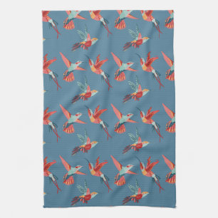 Retro Hummingbird Pattern Kitchen Towel