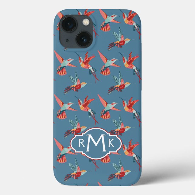 Retro Hummingbird Pattern | Monogram Case-Mate iPhone Case (Back)